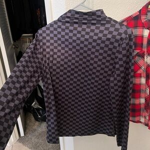 Checkered Long-Sleeve Jacket - Black & Dark Gray